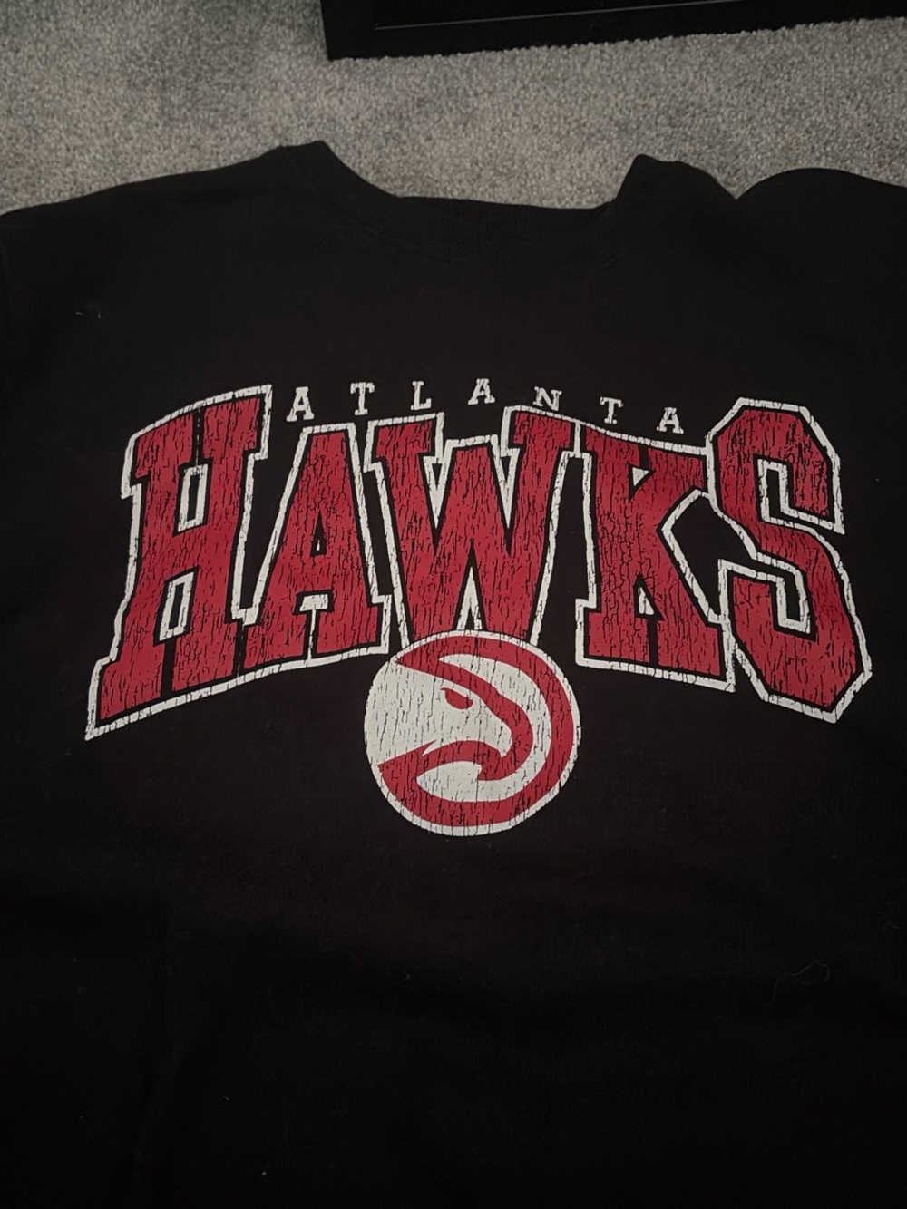 Atlanta Hawks Crewneck - Black with Red & White Logo
